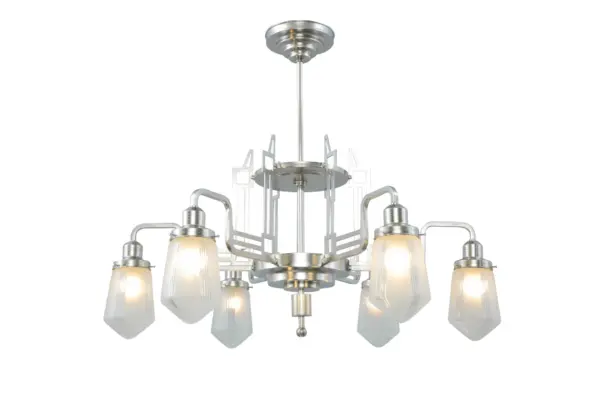 Hoffmann 6 armed chandelier - LED handmade brass chandelier - Image 4