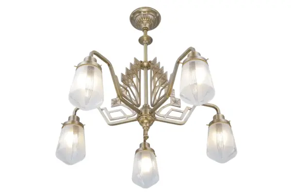 Linz 5 armed chandelier - LED handmade brass chandelier - Image 2