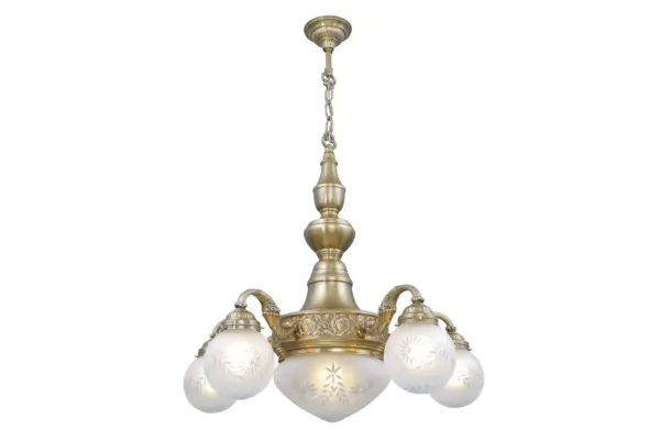 Pecs 5 armed chandelier III. - LED handmade brass chandelier