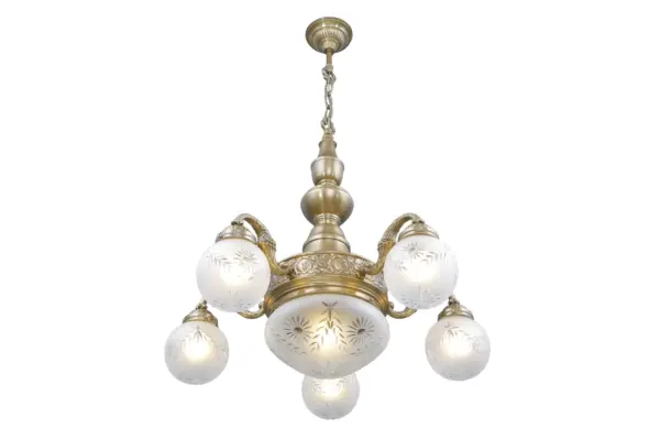 Pecs 5 armed chandelier III. - LED handmade brass chandelier - Image 2