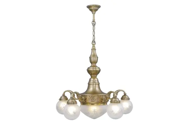 Pecs 5 armed chandelier III. - LED handmade brass chandelier - Image 5