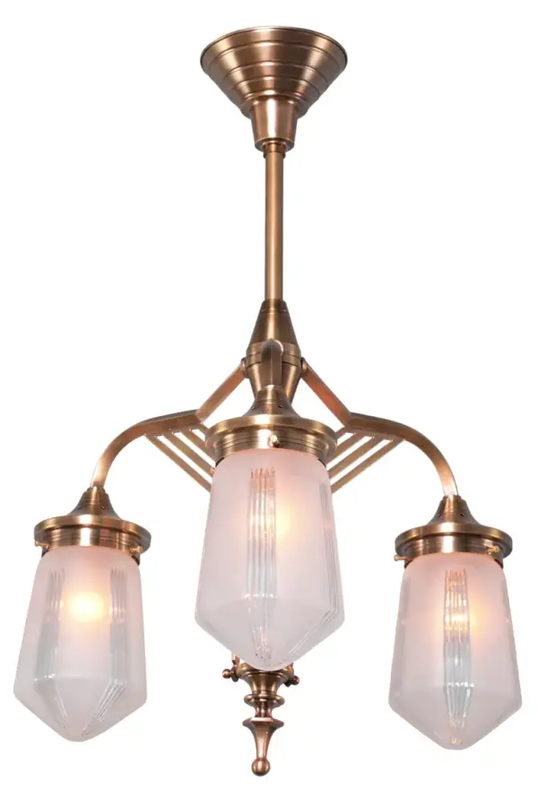 Prague 3 armed chandelier II. - LED handmade brass chandelier - Image 2