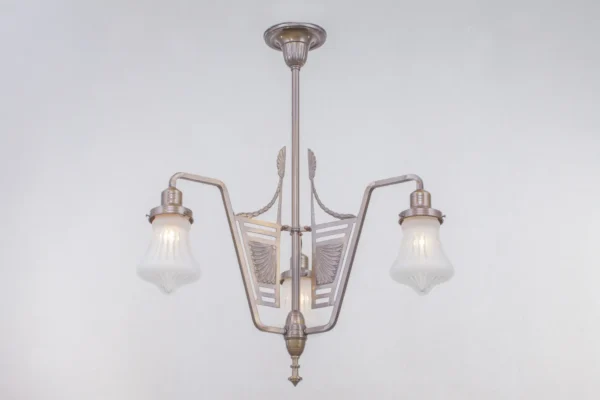 Varnished chandelier with new manually cut glass shades 12