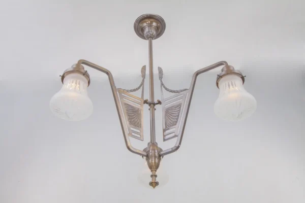 Varnished chandelier with new manually cut glass shades 12 - Image 4