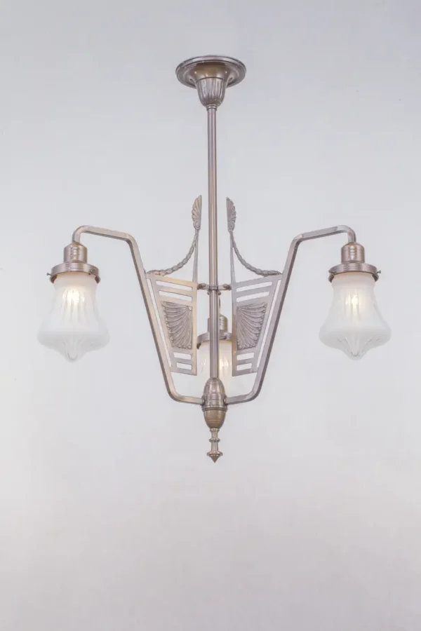 Varnished chandelier with new manually cut glass shades 12 - Image 5