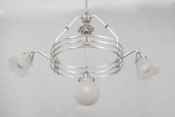 Original, restored art nouveau chandelier from the 1910's 2 - Image 2