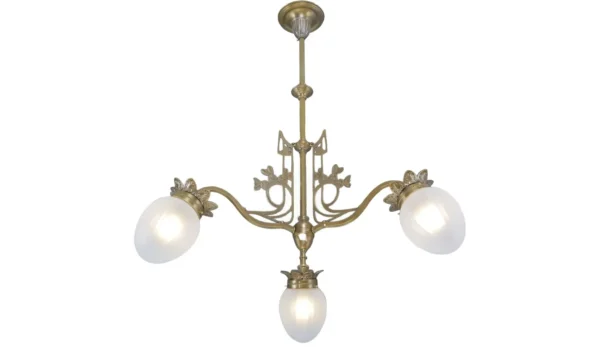 Art nouveau 3 armed chandelier 183 - Image 5