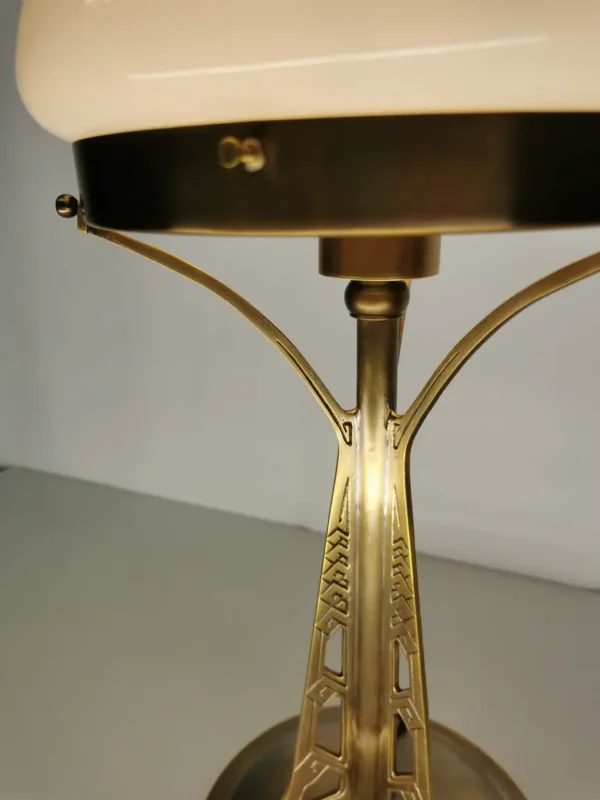 Patinated solid brass table lamp with opal glass shade 267 - Image 3