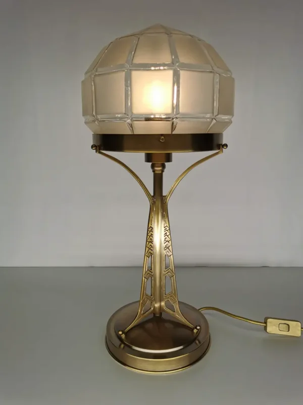 Solid brass tabe lamp with antique shade 268