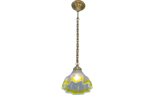 Gorgeous pendant with yellow striped galss shade 147 - Image 2