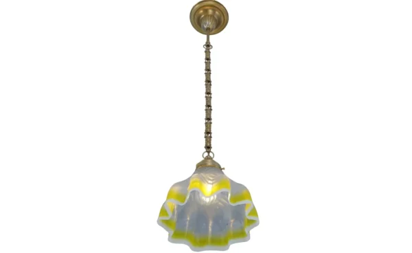 Gorgeous pendant with yellow striped galss shade 147 - Image 3